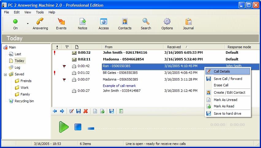 PC 2 Answering Machine Screenshot