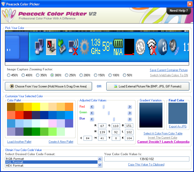 Peacock Color Picker Screenshot