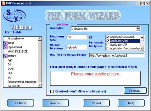 php form wizard Screenshot