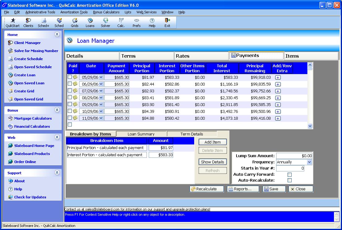QuikCalc Amortization Premium Ed. Screenshot