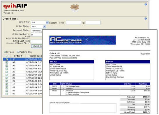 quikSlip for BVCommerce 2004 Screenshot