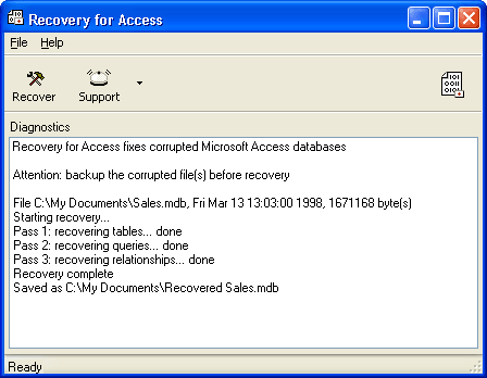 Recovery for Access Screenshot