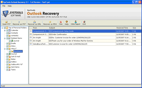 Recovery For Outlook Screenshot