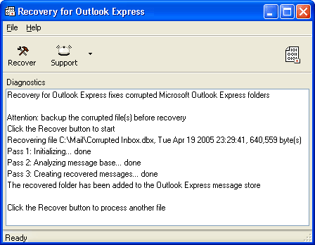 Recovery for Outlook Express Screenshot