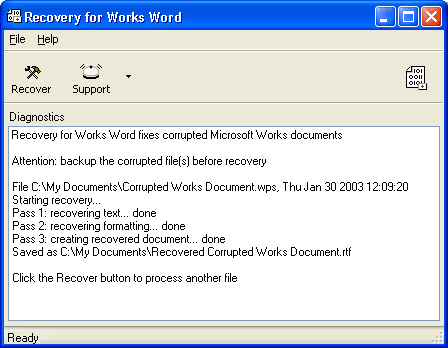 Recovery for Works Screenshot