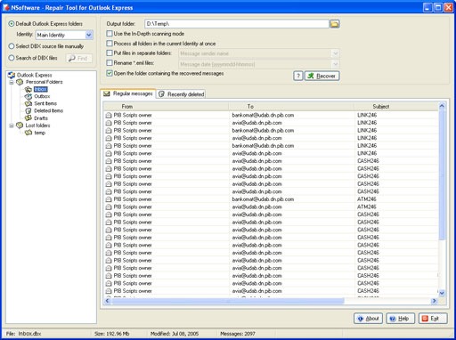Repair Tool for Outlook Express Screenshot