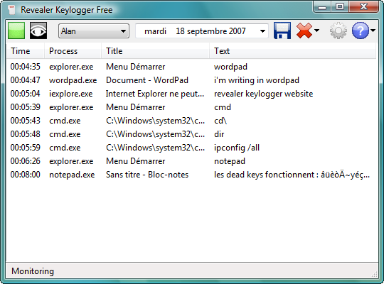 Revealer Keylogger Free Edition Screenshot