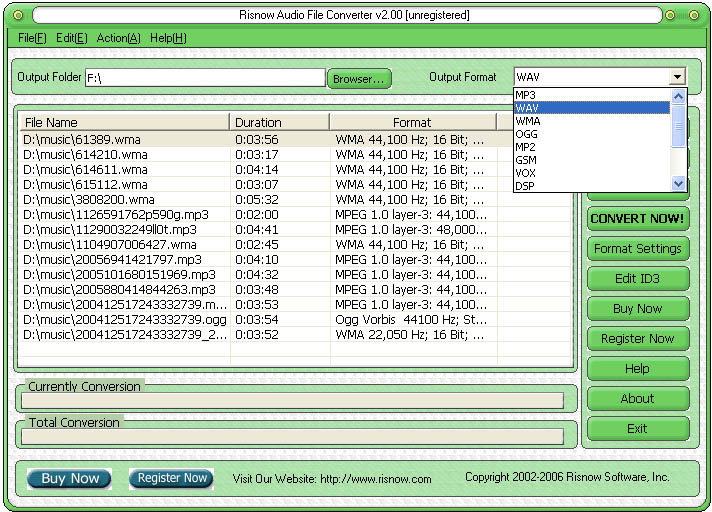 Risnow Audio File Converter Screenshot