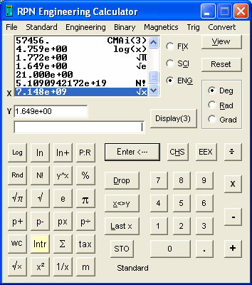 RPN Engineering Calculator Screenshot
