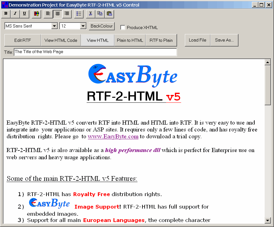RTF-2-HTML v6 Screenshot