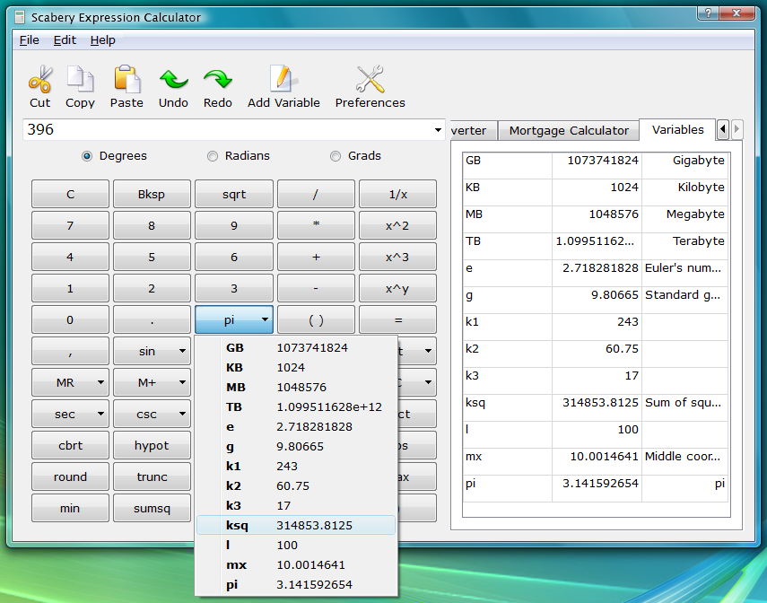 Scabery Expression Calculator Screenshot