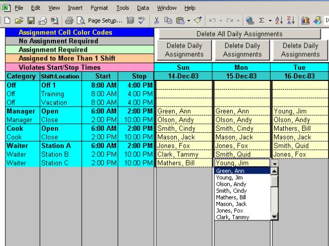 Schedule Split Shifts for 25 Employees Screenshot