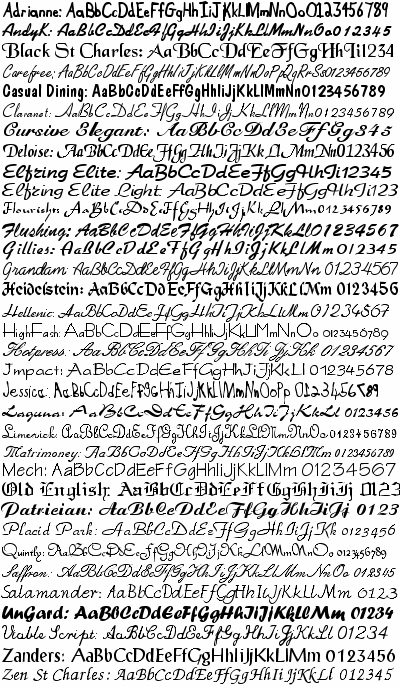 Script and Calligraphy Fonts Screenshot