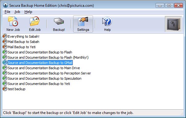 Secura Backup Home Edition Screenshot