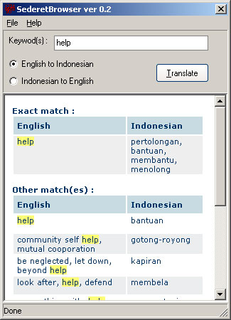 SederetBrowser - Kamus Indonesia Inggris Screenshot