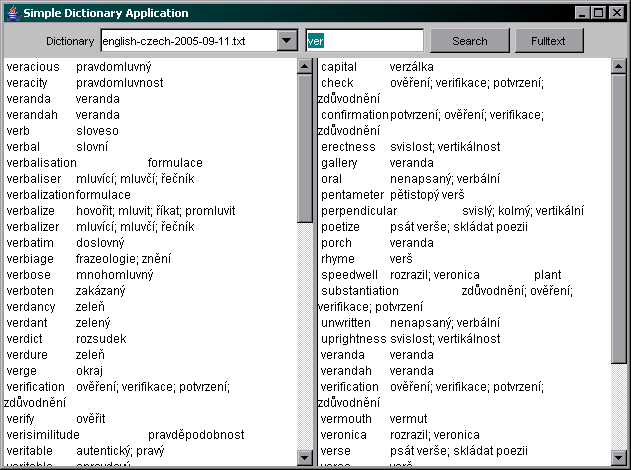Simple dictionary applications Screenshot