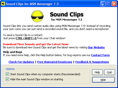 Sound Clips for MSN Messenger Screenshot