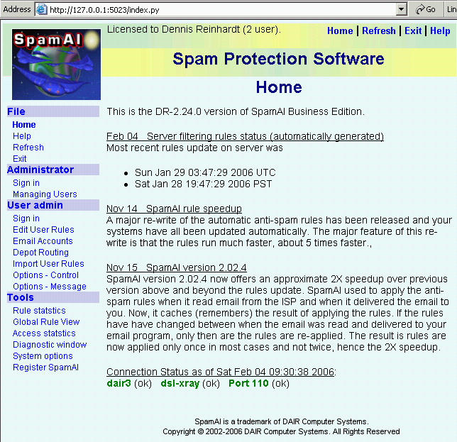SpamAI Anti-Spam Filter Software Screenshot
