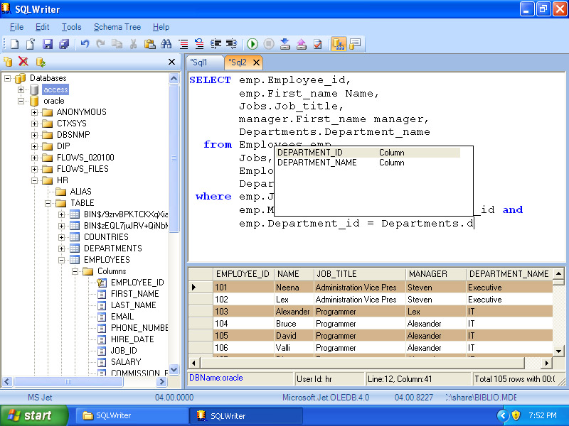 SQLWriter Screenshot