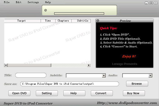 Super DVD to iPod Converter four Screenshot