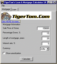 TigerTom's Loan & Mortgage Calculator UK Screenshot