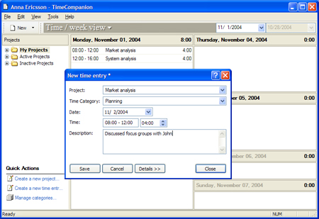 TimeCompanion Desktop Edition Screenshot