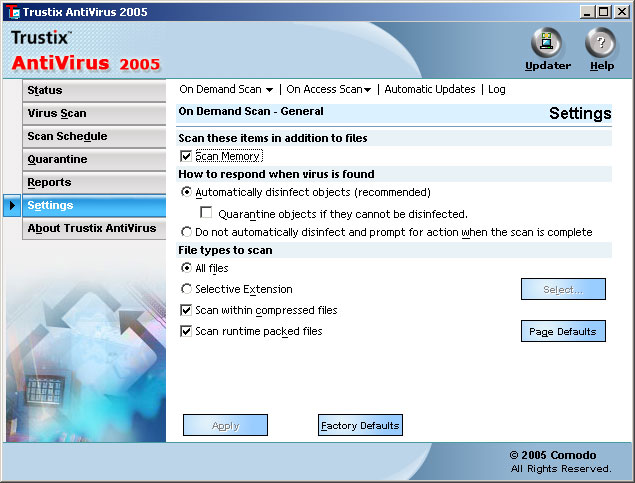 Trustix AntiVirus 2005 Screenshot