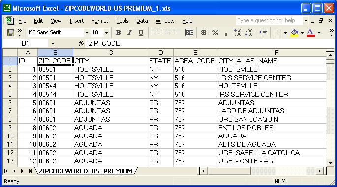 United States ZIP Code Database (Premium Edition) Screenshot