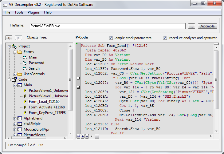 VB Decompiler Screenshot