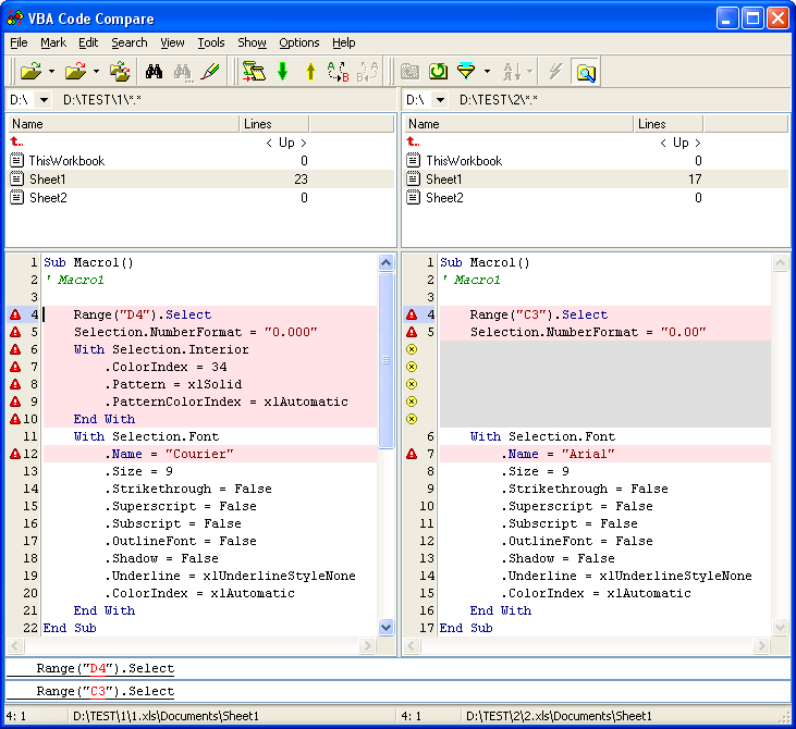 VBA Code Compare Screenshot