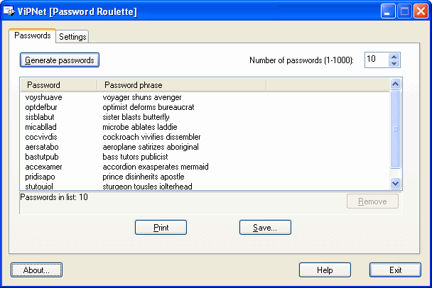 ViPNet Password Roulette Screenshot