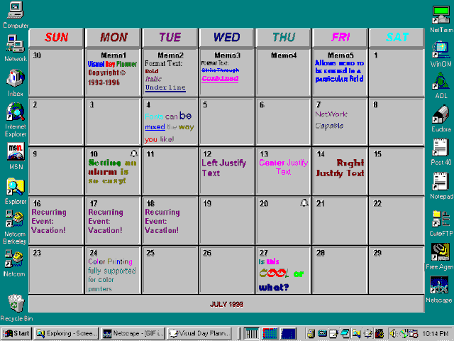 Sreenshot Visual Calendar Planner 5 0 Visual Calendar Planner