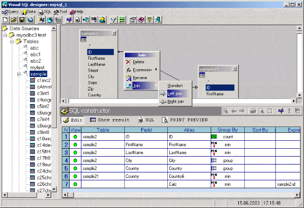 Visual SQL-Designer Screenshot