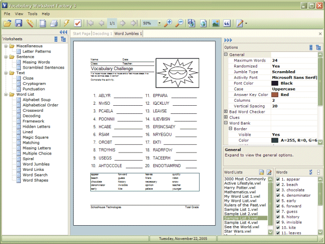 Vocabulary Worksheet Factory Screenshot