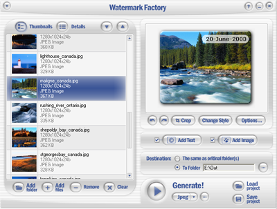 Watermark Factory - advanced watermark creator Screenshot