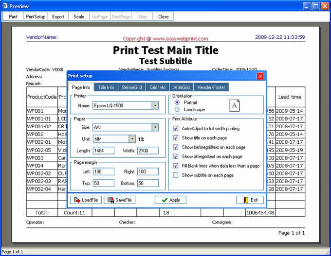 Web Print Screenshot