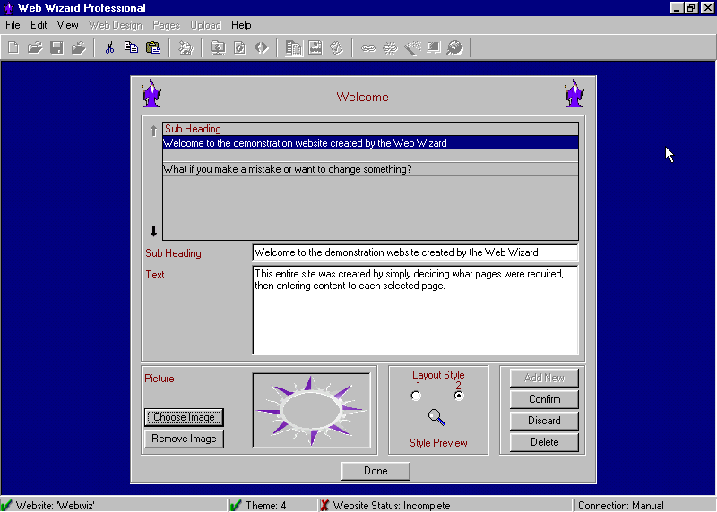 Web Wizard Home Edition Screenshot