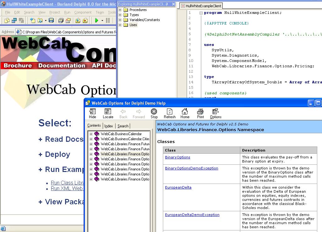 WebCab Options and Futures for Delphi Screenshot