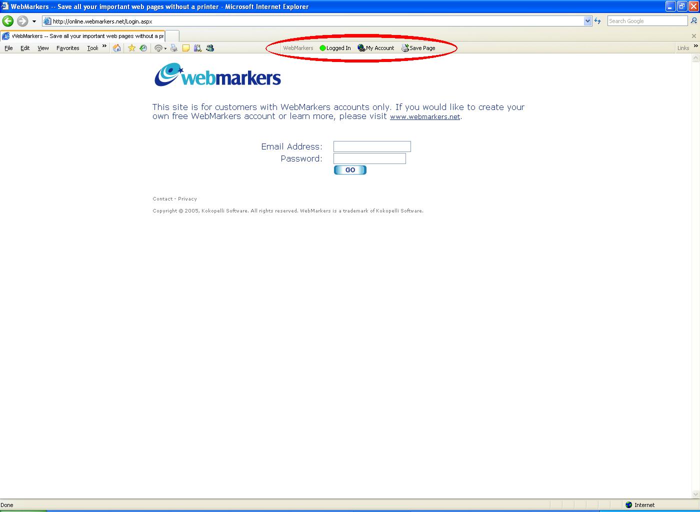 WebMarkers Screenshot