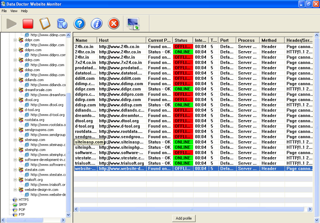 Website Downtime Monitoring Tool Screenshot