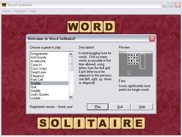 Word Solitaire Screenshot
