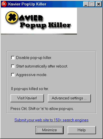 Xavier PopUp Killer Screenshot