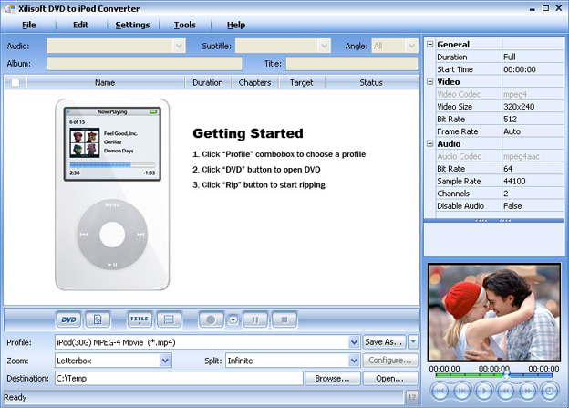 Xilisoft DVD to iPod Converter four Screenshot