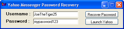 Yahoo Password Recovery Screenshot