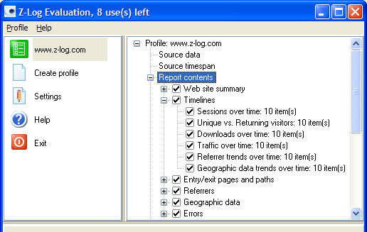 Z-Log Webserver Log Analyzer Screenshot