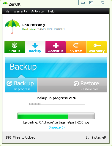 ZenOK Online Backup Screenshot