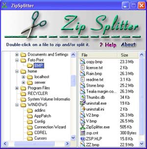 ZipSplitter Screenshot